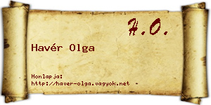 Havér Olga névjegykártya